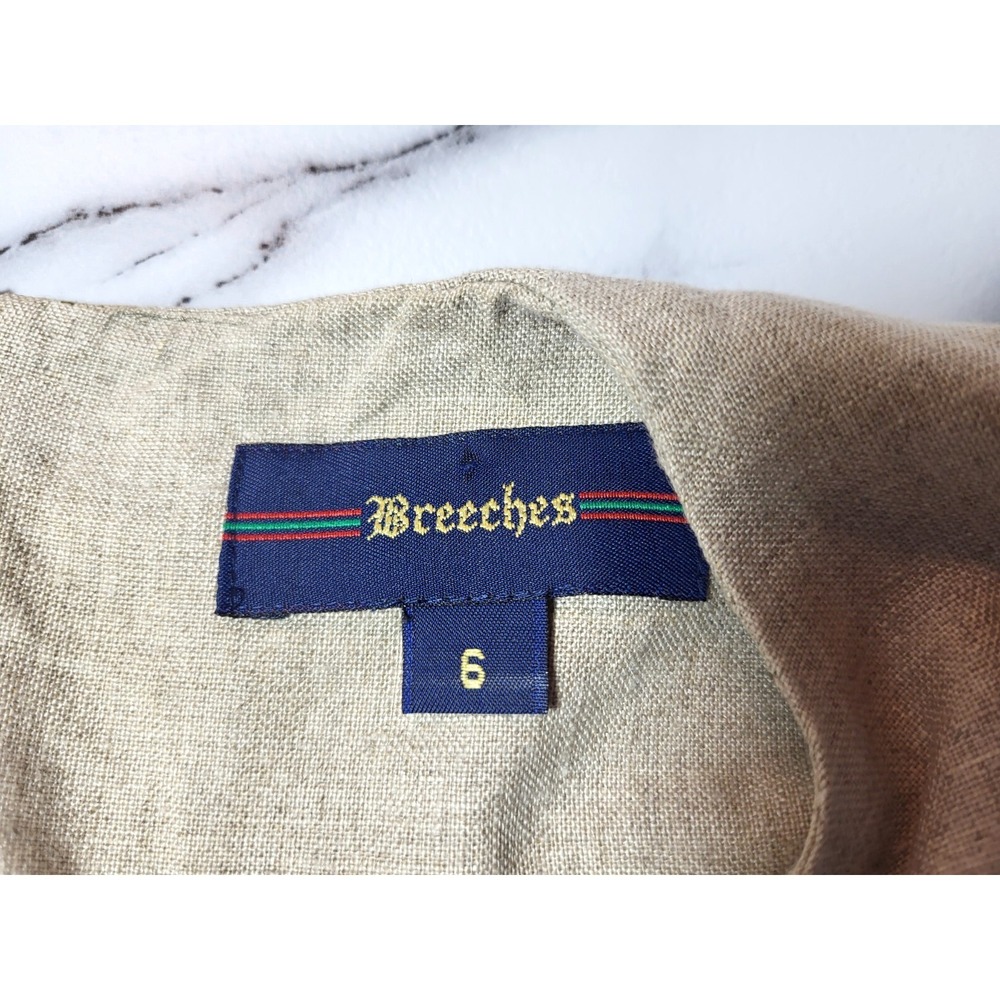 Breeches Natural Linen Maxi Sheath Dress Rear Zip Front Slit USA Size 6 Neutral‎ - Picture 3 of 8